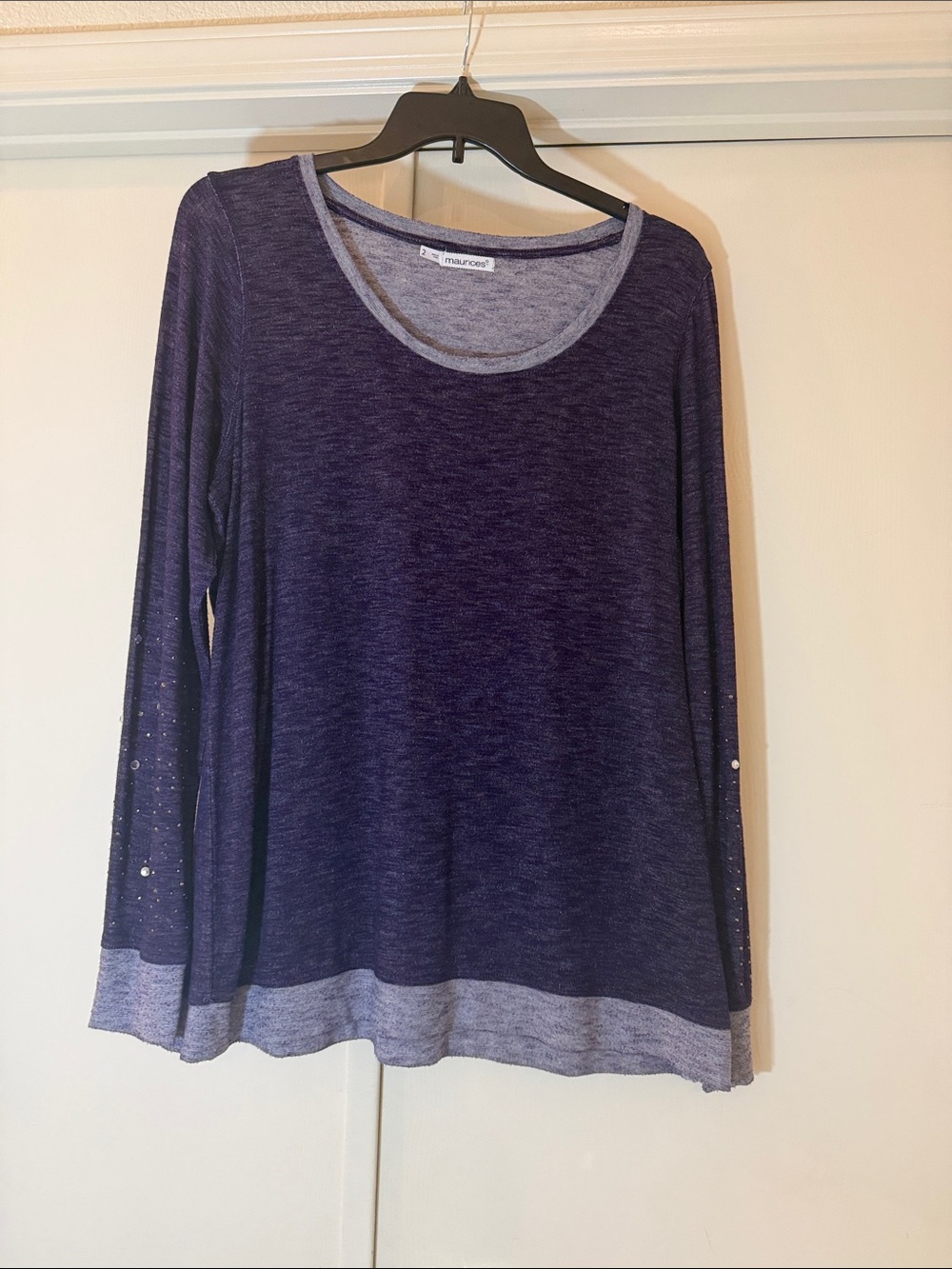 Maurices Purple Layered-Hem Long Sleeve Top